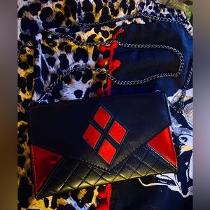 Harley Quinn Clutch Purse with chain shoulder strap